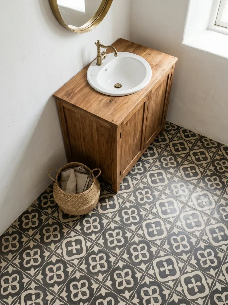 26 Timeless Bathroom Design Ideas Your Guests Will Envy 6 Patterned Cement Tile